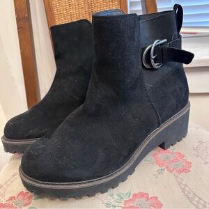 Torrid Faux Suede Moto Booties Lug Sole Zip closure size 12 WW wide